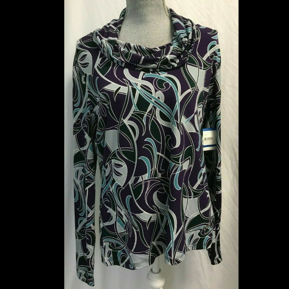 Anne Klein XL Long Sleeve Cowl Neck Knit Top